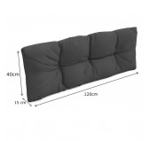 Set of 2 Pallet Cushions - Seat 120x80 cm + Backrest 120x40 cm, Water-Resistant, Quilted, Anthracite