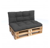 Set of 2 Pallet Cushions - Seat 120x80 cm + Backrest 120x40 cm, Water-Resistant, Quilted, Anthracite