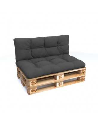 Set of 2 Pallet Cushions - Seat 120x80 cm + Backrest 120x40 cm, Water-Resistant, Quilted, Anthracite