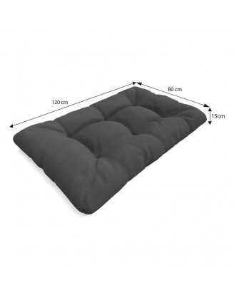 Set of 2 Pallet Cushions - Seat 120x80 cm + Backrest 120x40 cm, Water-Resistant, Quilted, Anthracite