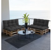 Set of 2 Pallet Cushions - Seat 120x80 cm + Backrest 120x40 cm, Water-Resistant, Quilted, Anthracite