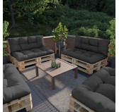 Set of 2 Pallet Cushions - Seat 120x80 cm + Backrest 120x40 cm, Water-Resistant, Quilted, Anthracite