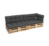 Set of 6 Pallet Cushions - 2x Seat + 2x Backrest + Side + Deco, Water-Resistant, Quilted, Anthracite