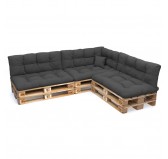 Set of 8 Pallet Cushions - 3x Seat + 3x Backrest + Side + Deco, Water-Resistant, Quilted, Anthracite