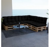 Pallet Side Cushion, Water-Resistant, Quilted, 60x40x12 cm, Black