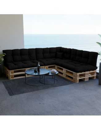 Pallet Side Cushion, Water-Resistant, Quilted, 60x40x12 cm, Black