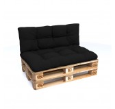 Set of 2 Pallet Cushions - Seat 120x80 cm + Backrest 120x40 cm, Water-Resistant, Quilted, Black