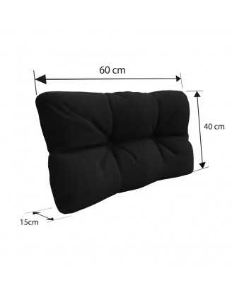 Set of 8 Pallet Cushions - 3x Seat + 3x Backrest + Side + Deco, Water-Resistant, Quilted, Black