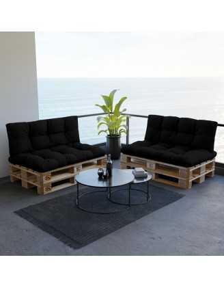 Pallet Backrest Cushion, Water-Resistant, Quilted, 120x40x12 cm, Black