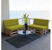 Set of 2 Pallet Cushions, 120x80 cm + 120x40 cm, Lime