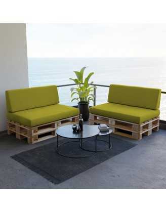 Set of 2 Pallet Cushions, 120x80 cm + 120x40 cm, Lime