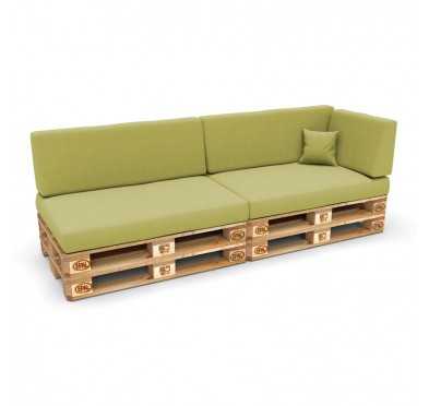 Set of 6 Pallet Cushions, 2x Seat + 2x Backrest + Side Cushion + Deco Cushion, Lime