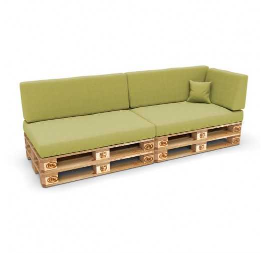 Set of 6 Pallet Cushions, 2x Seat + 2x Backrest + Side Cushion + Deco Cushion, Lime