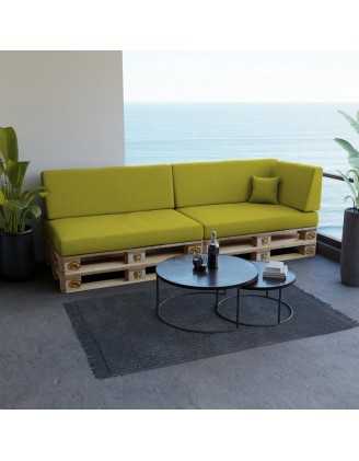 Set of 6 Pallet Cushions, 2x Seat + 2x Backrest + Side Cushion + Deco Cushion, Lime