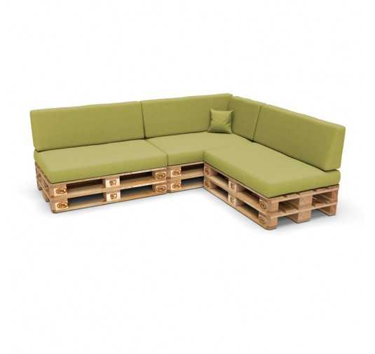 Set of 8 Pallet Cushions, 3x Seat + 3x Backrest + Side Cushion + Deco Cushion, Lime