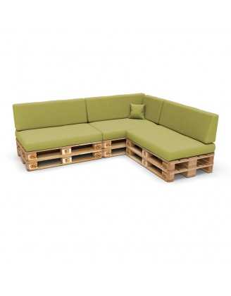 Set of 8 Pallet Cushions, 3x Seat + 3x Backrest + Side Cushion + Deco Cushion, Lime