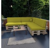 Set of 8 Pallet Cushions, 3x Seat + 3x Backrest + Side Cushion + Deco Cushion, Lime