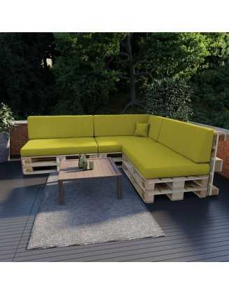 Set of 8 Pallet Cushions, 3x Seat + 3x Backrest + Side Cushion + Deco Cushion, Lime