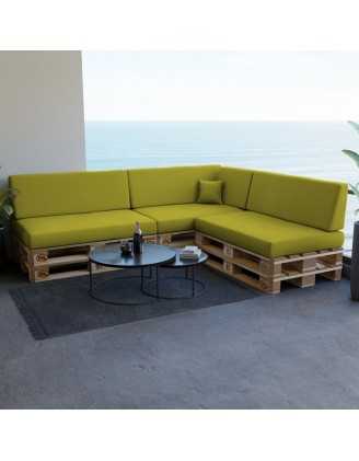 Set of 8 Pallet Cushions, 3x Seat + 3x Backrest + Side Cushion + Deco Cushion, Lime