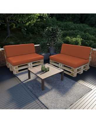 Set of 2 Pallet Cushions, 120x80 cm + 120x40 cm, Orange
