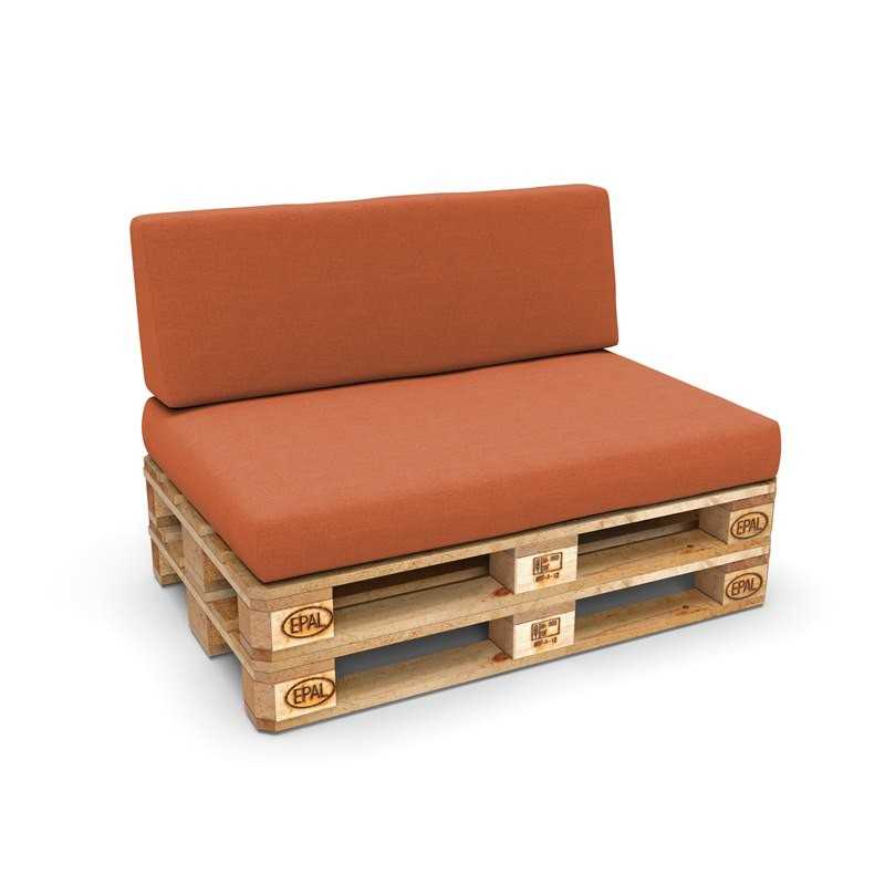 Set of 2 Pallet Cushions, 120x80 cm + 120x40 cm, Orange