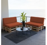 Set of 2 Pallet Cushions, 120x80 cm + 120x40 cm, Orange