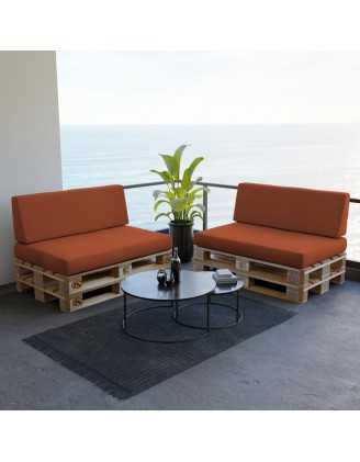 Set of 2 Pallet Cushions, 120x80 cm + 120x40 cm, Orange