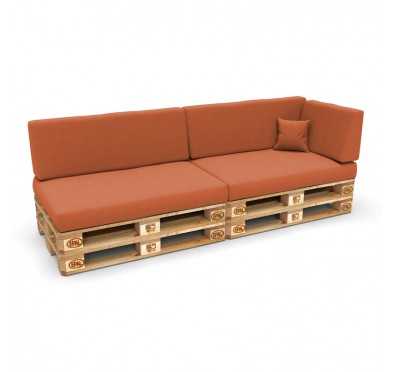 Set of 6 Pallet Cushions, 2x Seat + 2x Backrest + Side Cushion + Deco Cushion, Orange