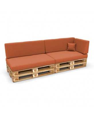 Set of 6 Pallet Cushions, 2x Seat + 2x Backrest + Side Cushion + Deco Cushion, Orange