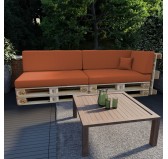 Set of 6 Pallet Cushions, 2x Seat + 2x Backrest + Side Cushion + Deco Cushion, Orange
