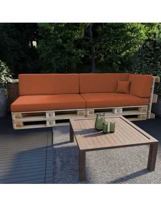 Set of 6 Pallet Cushions, 2x Seat + 2x Backrest + Side Cushion + Deco Cushion, Orange