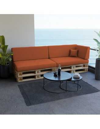 Set of 6 Pallet Cushions, 2x Seat + 2x Backrest + Side Cushion + Deco Cushion, Orange