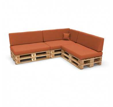 Set of 8 Pallet Cushions, 3x Seat + 3x Backrest + Side Cushion + Deco Cushion, Orange