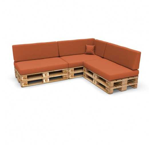 Set of 8 Pallet Cushions, 3x Seat + 3x Backrest + Side Cushion + Deco Cushion, Orange