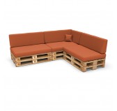 Set of 8 Pallet Cushions, 3x Seat + 3x Backrest + Side Cushion + Deco Cushion, Orange