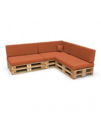 Set of 8 Pallet Cushions, 3x Seat + 3x Backrest + Side Cushion + Deco Cushion, Orange