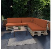 Set of 8 Pallet Cushions, 3x Seat + 3x Backrest + Side Cushion + Deco Cushion, Orange
