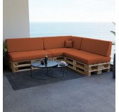 Set of 8 Pallet Cushions, 3x Seat + 3x Backrest + Side Cushion + Deco Cushion, Orange