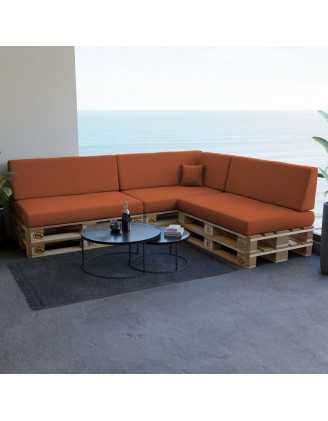 Set of 8 Pallet Cushions, 3x Seat + 3x Backrest + Side Cushion + Deco Cushion, Orange