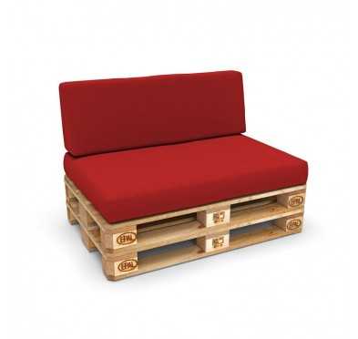 Set of 2 Pallet Cushions, 120x80 cm + 120x40 cm, Red