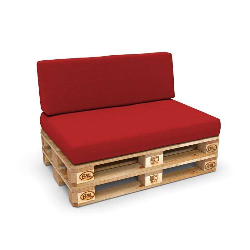Set of 2 Pallet Cushions, 120x80 cm + 120x40 cm, Red
