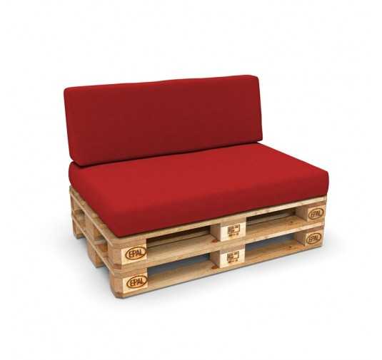 Set of 2 Pallet Cushions, 120x80 cm + 120x40 cm, Red