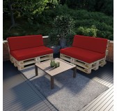 Set of 2 Pallet Cushions, 120x80 cm + 120x40 cm, Red