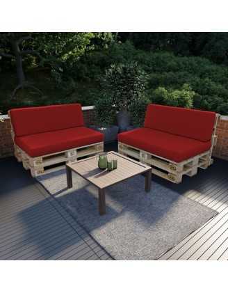 Set of 2 Pallet Cushions, 120x80 cm + 120x40 cm, Red