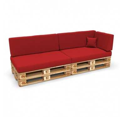 Set of 6 Pallet Cushions, 2x Seat + 2x Backrest + Side Cushion + Deco Cushion, Red
