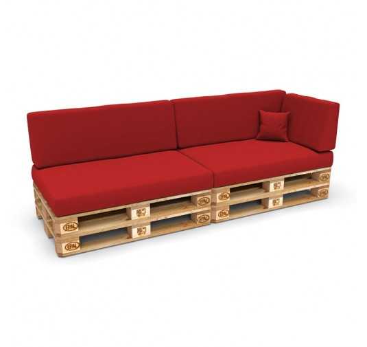 Set of 6 Pallet Cushions, 2x Seat + 2x Backrest + Side Cushion + Deco Cushion, Red
