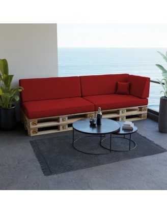 Set of 6 Pallet Cushions, 2x Seat + 2x Backrest + Side Cushion + Deco Cushion, Red