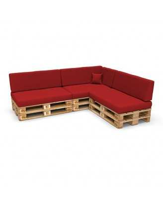 Set of 8 Pallet Cushions, 3x Seat + 3x Backrest + Side Cushion + Deco Cushion, Red