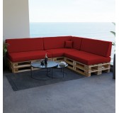 Set of 8 Pallet Cushions, 3x Seat + 3x Backrest + Side Cushion + Deco Cushion, Red
