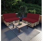 Pallet Backrest Cushion, 120x40x20/10 cm, Burgundy